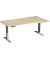 Sitz-Steh-Schreibtisch Elektro Elevate Basic, elektrisch h&ouml;henverstellbar, 73-123cm (H), 180x100cm (BxT), Freiform, ahorn / silb