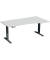 Sitz-Steh-Schreibtisch Elektro Elevate Basic, elektrisch h&ouml;henverstellbar, 73-123cm (H), 180x100cm (BxT), Freiform, lichtgrau / 