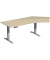 Sitz-Steh-Schreibtisch Elevate Plus, elektrisch höhenverstellbar, 63-128cm (H), 216,6x113cm (BxT), Freiform, ahorn / silber
