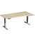 Sitz-Steh-Schreibtisch Elevate Plus, elektrisch höhenverstellbar, 63-128cm (H), 180x100cm (BxT), Freiform, ahorn / silber