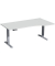 Sitz-Steh-Schreibtisch Elevate Plus, elektrisch höhenverstellbar, 63-128cm (H), 180x100cm (BxT), Freiform, lichtgrau / silber
