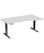 Sitz-Steh-Schreibtisch Elevate Plus, elektrisch höhenverstellbar, 63-128cm (H), 180x100cm (BxT), Freiform, lichtgrau / anthrazit