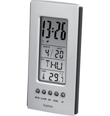 LCD-Thermometer, digitale Anzeige von Temperatur, Uhrzeit, Wochentag und Datum