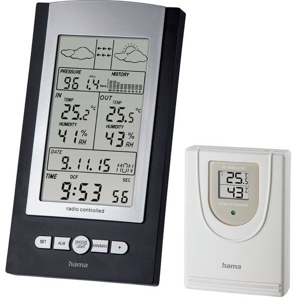 4047443428561 - »Elektronische Wetterstation EWS-800 Mit Funk-Außensensor« Wetterstation schwarz