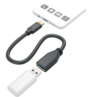 USB-Adapterkabel, USB-C-Stecker - USB-A-Buchse, 15 cm, schwarz