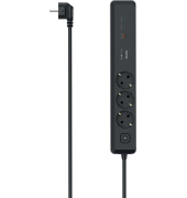 Steckdosenleiste, 3-fach, 45° gedreht, 2x USB-C, USB-Typ-A, mit Schalter, Kabellänge 1,4 m, schwarzgrau