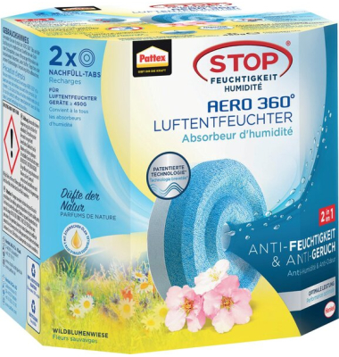 Luftentfeuchter Tab Aero 360 Duftnote Meadow, 2 x 450g Tabs, Nachfüller
