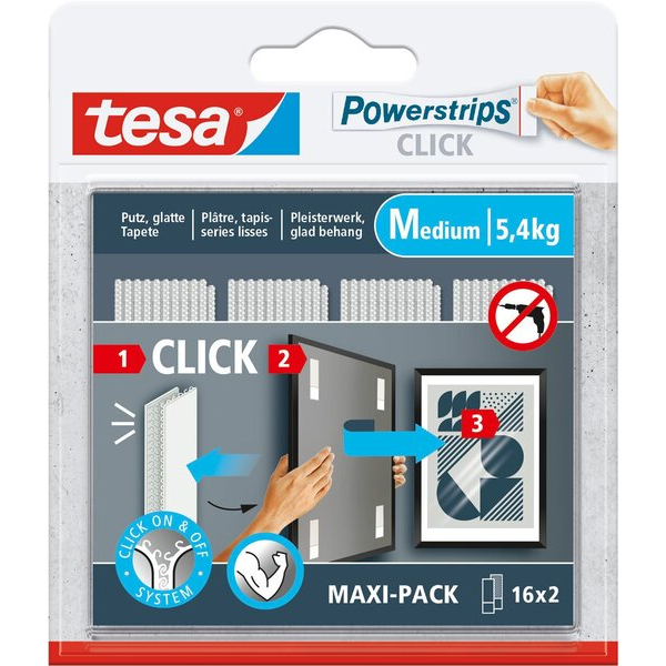 4063565401305 - Klebepads 77721-00020-00 Powerstrips 16 Stück 20x4x80mm (LxBxT) wiederablösbar 4063565401305 Tesa