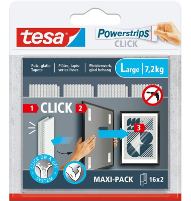 Klebepads 77722-00020-00 Powerstrips, 16 St&uuml;ck, 20x4x85mm (LxBxT), wiederabl&ouml;sbar