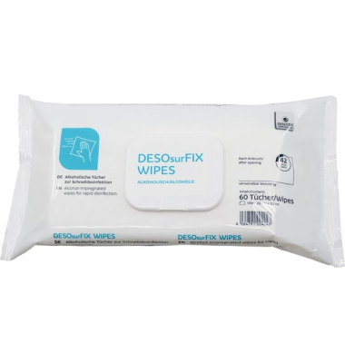 DESOsurFIX WIPES, Tuchgröße 20 x 22 cm, 60 Stück