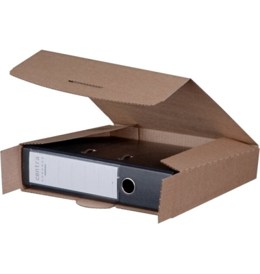 Ordnerversandbox für Ordner 50 - 80 mm, braun, wiederverschließbar mit Steckverschluß