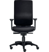 Bürodrehstuhl Cube M, Nutzergewicht bis 120 kg, mit Armlehnen, DIN-Komfort-Sitz, Teppichbodenrollen, schwarz