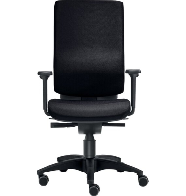 Bürodrehstuhl Cube M, Nutzergewicht bis 120 kg, mit Armlehnen, DIN-Komfort-Sitz, Teppichbodenrollen, schwarz
