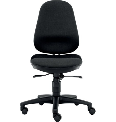 Bürodrehstuhl Ultra S, ohne Armlehnen, Rückenlehne/Sitz gepolstert schwarz, Fußkreuz Kunststoff schwarz, Teppichbodenrollen, Nut