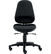 Bürodrehstuhl Ultra XL, ohne Armlehnen, Rückenlehne/Sitz gepolstert schwarz, Fußkreuz Kunststoff schwarz, Teppichbodenrollen, Nutzergewicht bis 150 kg