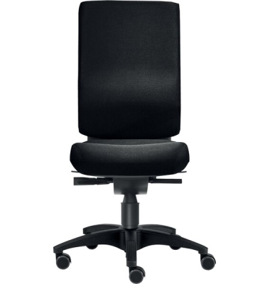 Bürodrehstuhl Cube M, Nutzergewicht bis 120 kg, ohne Armlehnen, Bandscheiben-Sitz, Teppichbodenrollen, schwarz