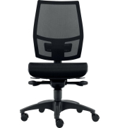 Bürodrehstuhl Ergo Mesh, Nutzergewicht bis 100 kg, Rückenlehne netzbespannt,  ohne Armlehnen, DIN-Komfort-Sitz, Teppichbodenrollen, schwarz