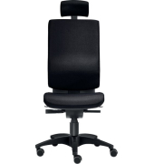 Bürodrehstuhl Cube L, Kopfstütze, Nutzergewicht bis 120 kg, ohne Armlehnen, DIN-Komfort-Sitz, Teppichbodenrollen, schwarz