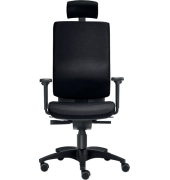 Bürodrehstuhl Cube L, Kopfstütze, Nutzergewicht bis 120 kg, mit Armlehnen, DIN-Komfort-Sitz, Teppichbodenrollen, schwarz