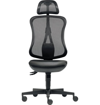 B&uuml;rodrehstuhl ErgoMesh, schwarz / schwarz, bis 100kg, mit Kopfst&uuml;tze