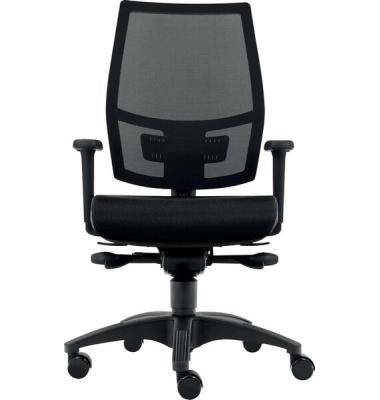 B&uuml;rodrehstuhl ErgoMesh, schwarz / schwarz, mit verstellbaren Armlehnen, bis 100kg, ohne Kopfst&uuml;tze