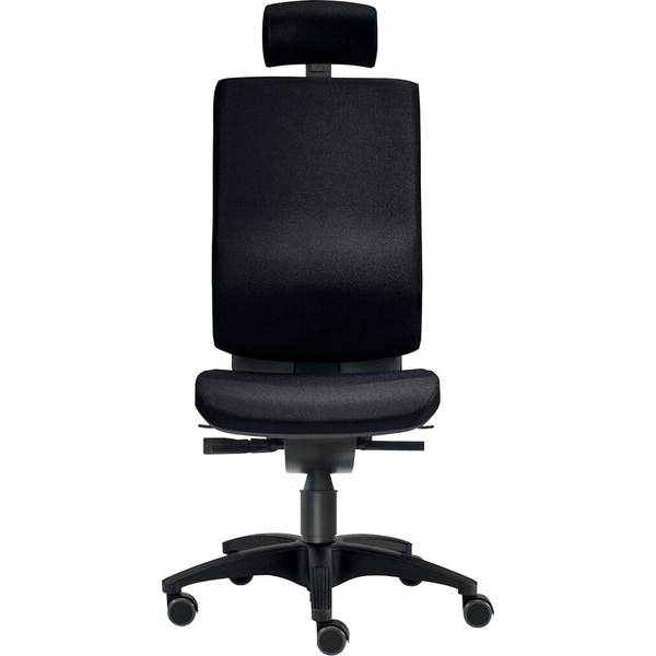 4250416819918 - Bürodrehstuhl Cube L Kopfstütze Nutzergewicht bis 120 kg ohne Armlehnen DIN-Komfort-Sitz Hartbodenrollen schwarz 42504168