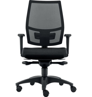 Bürodrehstuhl Ergo Mesh, Nutzergewicht bis 100 kg, mit 2D-Armlehnen, Rückenlehne netzbespannt, Bandscheiben-Sitz, Teppichbodenro