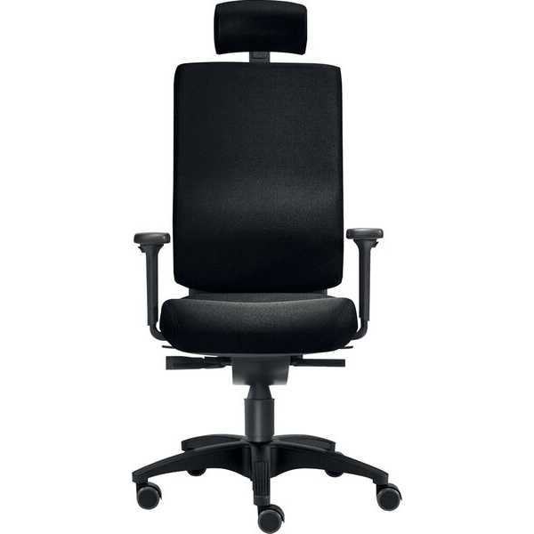 SITWELL STEIFENSAND AG Bürodrehstuhl Cube L, Kopfstütze, Nutzergewicht bis 120 kg, mit Armlehnen, Bandscheiben-Sitz, Teppichbodenrollen, schwarz 425041