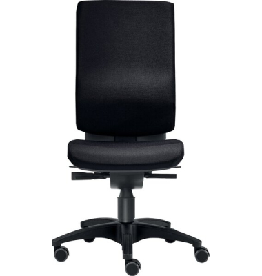 Bürodrehstuhl Cube M, Nutzergewicht bis 120 kg, ohne Armlehnen, DIN-Komfort-Sitz, Teppichbodenrollen, schwarz