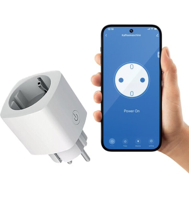 Smart WLAN Steckdose, innen, Steuerung über App, Alexa oder Google Assistent, weiß