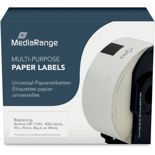 4260459618058 - Papieretikett kompatibel zu Brother DK-11201 29 x 90 mm (H x B) schwarz auf weiß 400 Etiketten 4260459618058 MediaRange
