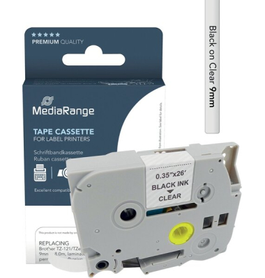 Schriftband MRBTZ121, schwarz/transparent, 