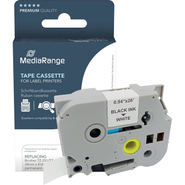 4260459618416 - Schriftband kompatibel zu Brother TZe-251 Permanent haftend 24 mm Länge 8 m schwarz auf weiß 4260459618416 MediaRange
