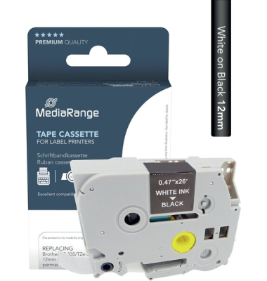 Schriftband MRBTZ335, 12mm x 8m, wei&szlig;/schwarz, 