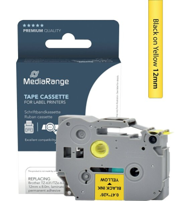 Schriftband MRBTZ631, 12mm x 8m, schwarz/gelb, 