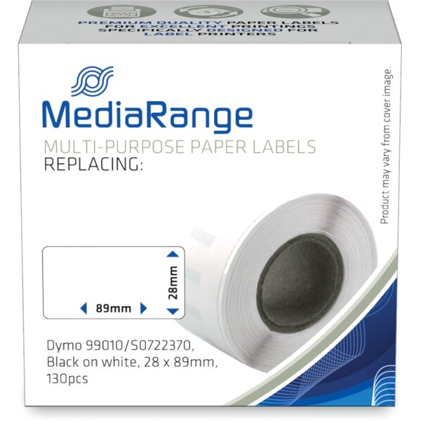 4260459618751 - Etiketten kompatibel zu Dymo 99010 S0722370 130 Etiketten 28 x 89 mm (H x B) schwarz auf weiß 4260459618751 MediaRange