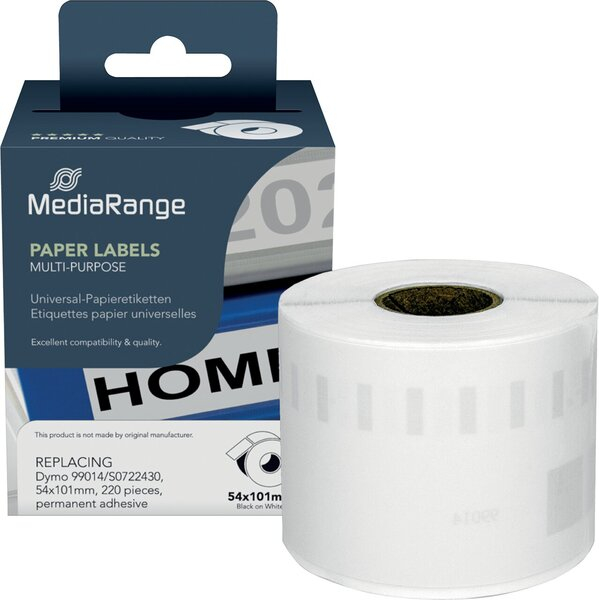 4260459618799 - Etiketten kompatibel zu Dymo 99014 S0722430 220 Etiketten 101 x 54 mm (H x B) schwarz auf weiß 4260459618799 MediaRange