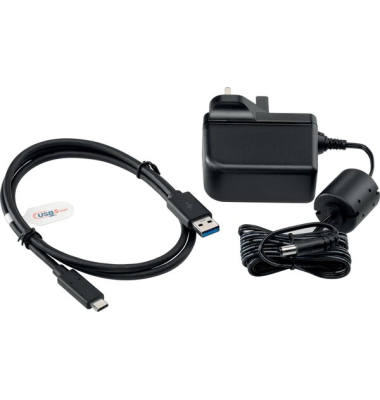 AC-Adapter: Flachstecker und USB-Kabel, flexibel scannen: über Akku, Netz oder Powerbank