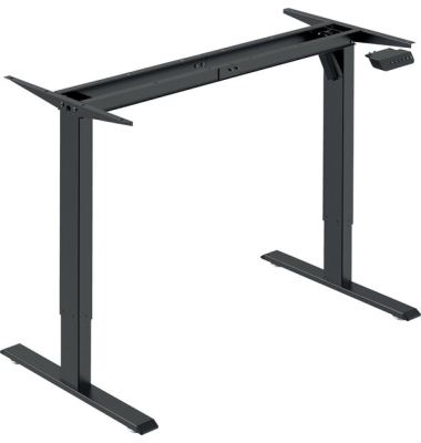 Sitz-Steh-Schreibtisch E-StarterTech, höhenverstellbar, 112cm (H), 112,2x50cm (BxT), rechteckig, schwarz / schwarz