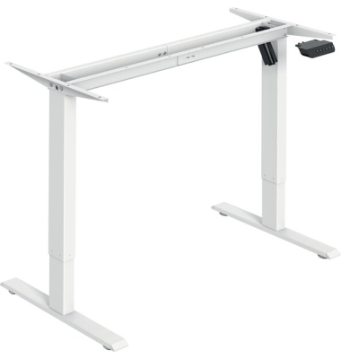 Sitz-Steh-Schreibtisch E-StarterTech, h&ouml;henverstellbar, 112cm (H), 112,2x60cm (BxT), rechteckig, wei&szlig; / wei&szlig;