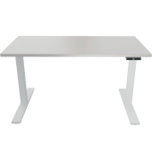 Schreibtisch E-WonderTech, elektrisch h&ouml;henverstellbar, 65,5-130,5cm (H), 120x60cm (BxT), rechteckig, lichtgrau / wei&szlig;