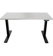 Schreibtisch E-WonderTech, elektrisch h&ouml;henverstellbar, 65,5-130,5cm (H), 140x60cm (BxT), rechteckig, lichtgrau / schwarz