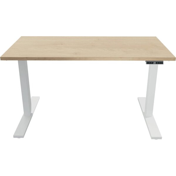 5020073995718 - Schreibtisch E-WonderTech elektrisch höhenverstellbar 655-1305cm (H) 140x80cm (BxT) rechteckig ahorn   weiß 5020073995718