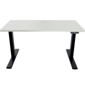 Schreibtisch E-WonderTech, elektrisch h&ouml;henverstellbar, 65,5-130,5cm (H), 140x80cm (BxT), rechteckig, wei&szlig; / schwarz