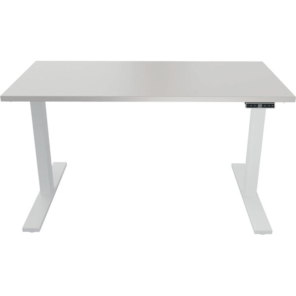 5020073995794 - Schreibtisch E-WonderTech elektrisch höhenverstellbar 655-1305cm (H) 140x80cm (BxT) rechteckig lichtgrau   weiß 502007399