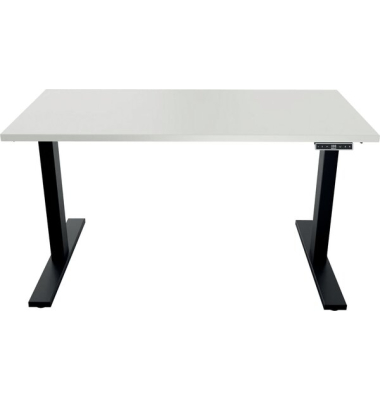 Schreibtisch E-WonderTech, elektrisch h&ouml;henverstellbar, 65,5-130,5cm (H), 160x60cm (BxT), rechteckig, wei&szlig; / schwarz