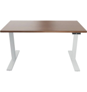 Schreibtisch E-WonderTech, elektrisch h&ouml;henverstellbar, 65,5-130,5cm (H), 160x60cm (BxT), rechteckig, nussbaum / verkehrswei&szlig;