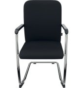 Besucherstuhl Classy, schwarz/silber / chrom, mit Armlehnen, Freischwinger
