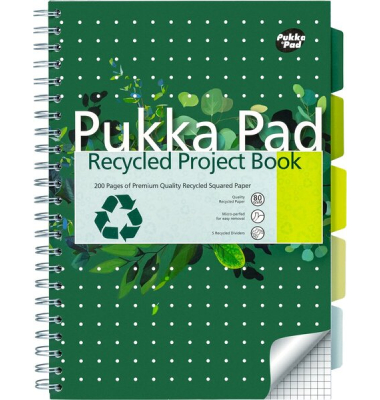 Notizbuch 6050-RECSQ, Recycled, gr&uuml;n, A4, kariert, 80g, 100 Blatt / 200 Seiten