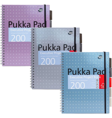 Notizbuch 6970-MET, Executive, farbig sortiert, A4, liniert, 80g, 100 Blatt / 200 Seiten